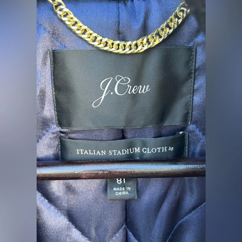 Women's J.Crew Italian Stadium Cloth Wool Coat black Zip Up  size 8T EUC